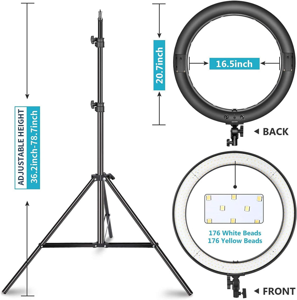 NEEWER 20 inch LED Ring Light Kit with Tripod Stand and Phone Holder Compatible with iPhone, Ringlight for Makeup YouTube Video Recording Selfie Studio Streaming Makeup Barber Lash Salon Lighting