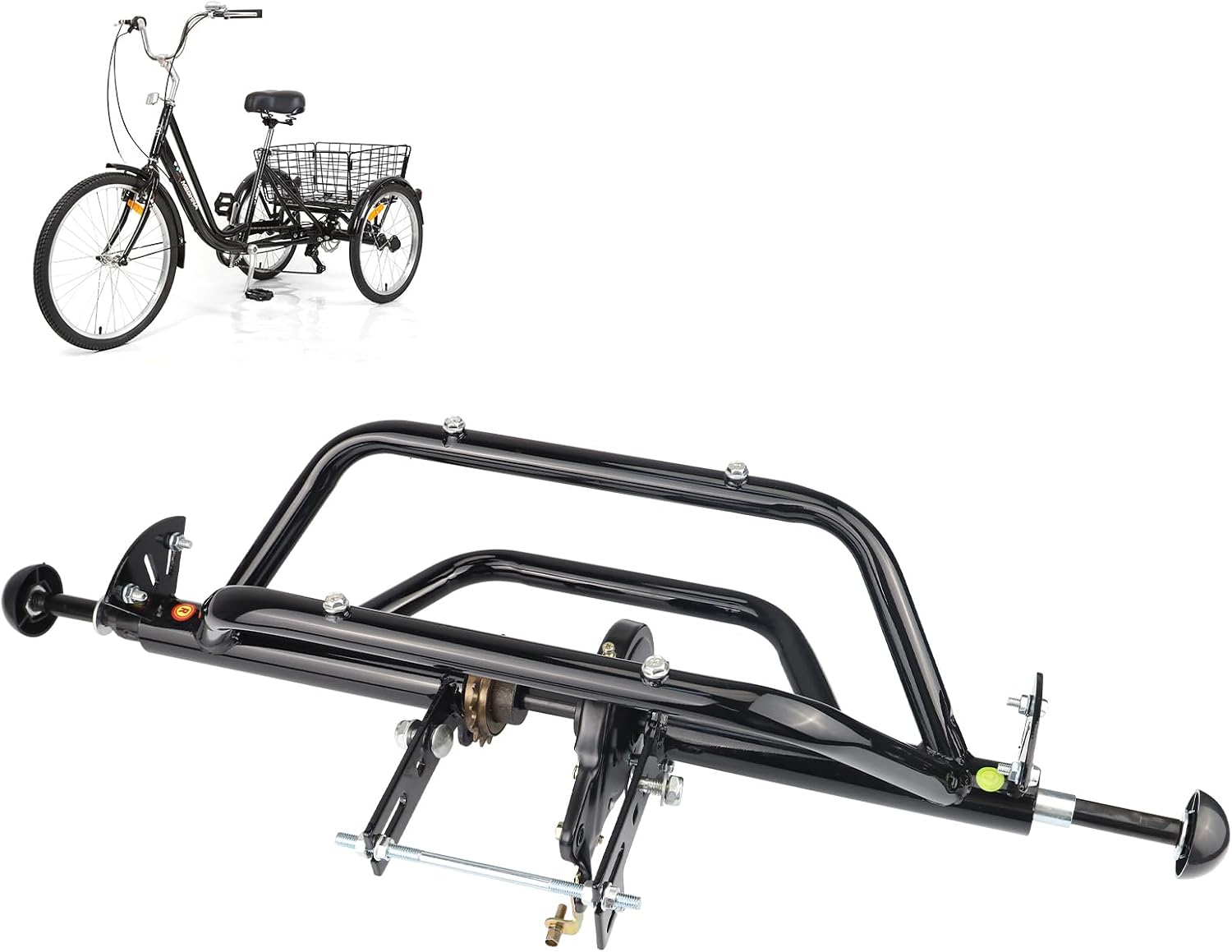 WEEROCK 20' 24' 26' Tricycle Rear Axle Tricycle Conversion Kit Single Speed/ 7 Speeds for 20 24 26 Inch Adult Tricycle, Trike, 3 Wheel Bikes，Black