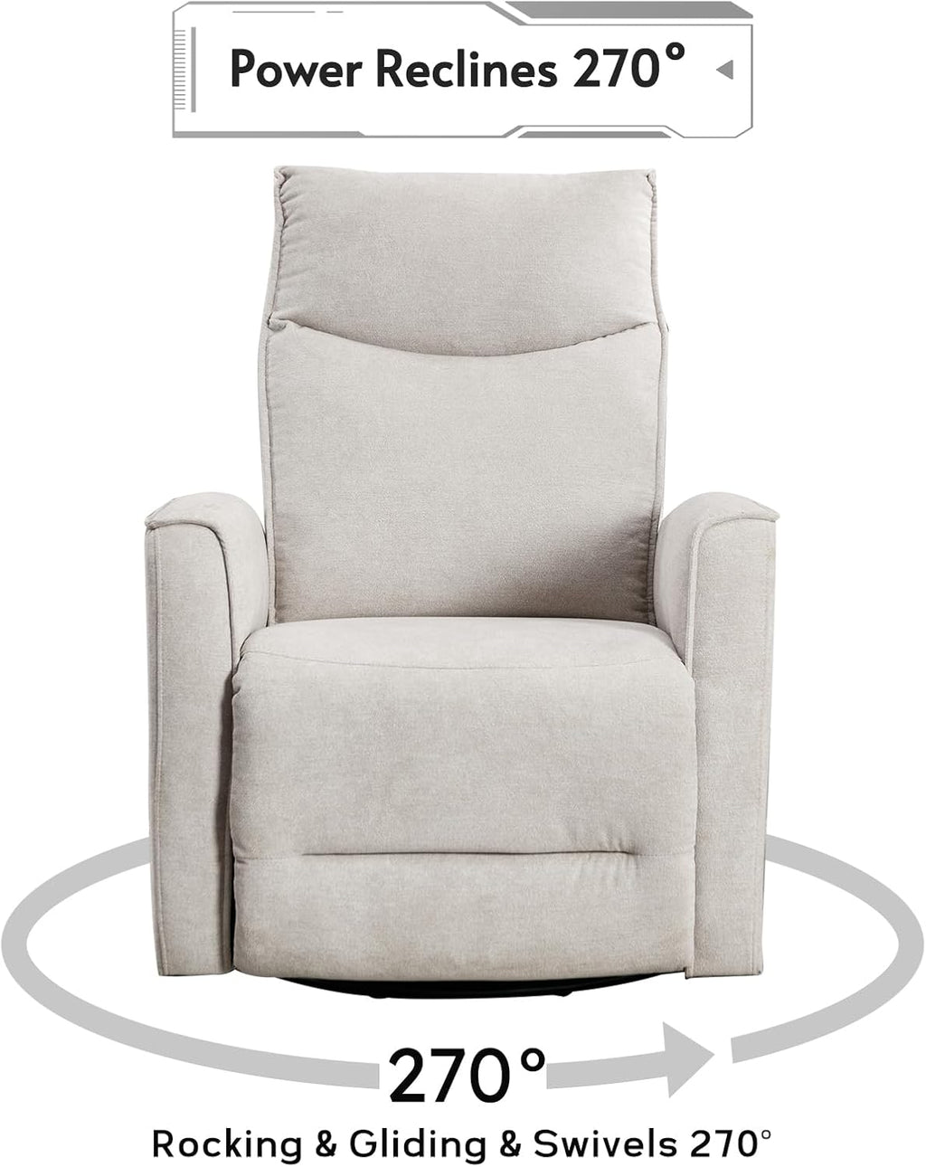 ANJ Power Swivel Recliner Chair, Glider Rocker Recliner with USB Port, Electric Nursery Recliners Sofa Rocking Chairs for Living Room, Bedroom（Grey）