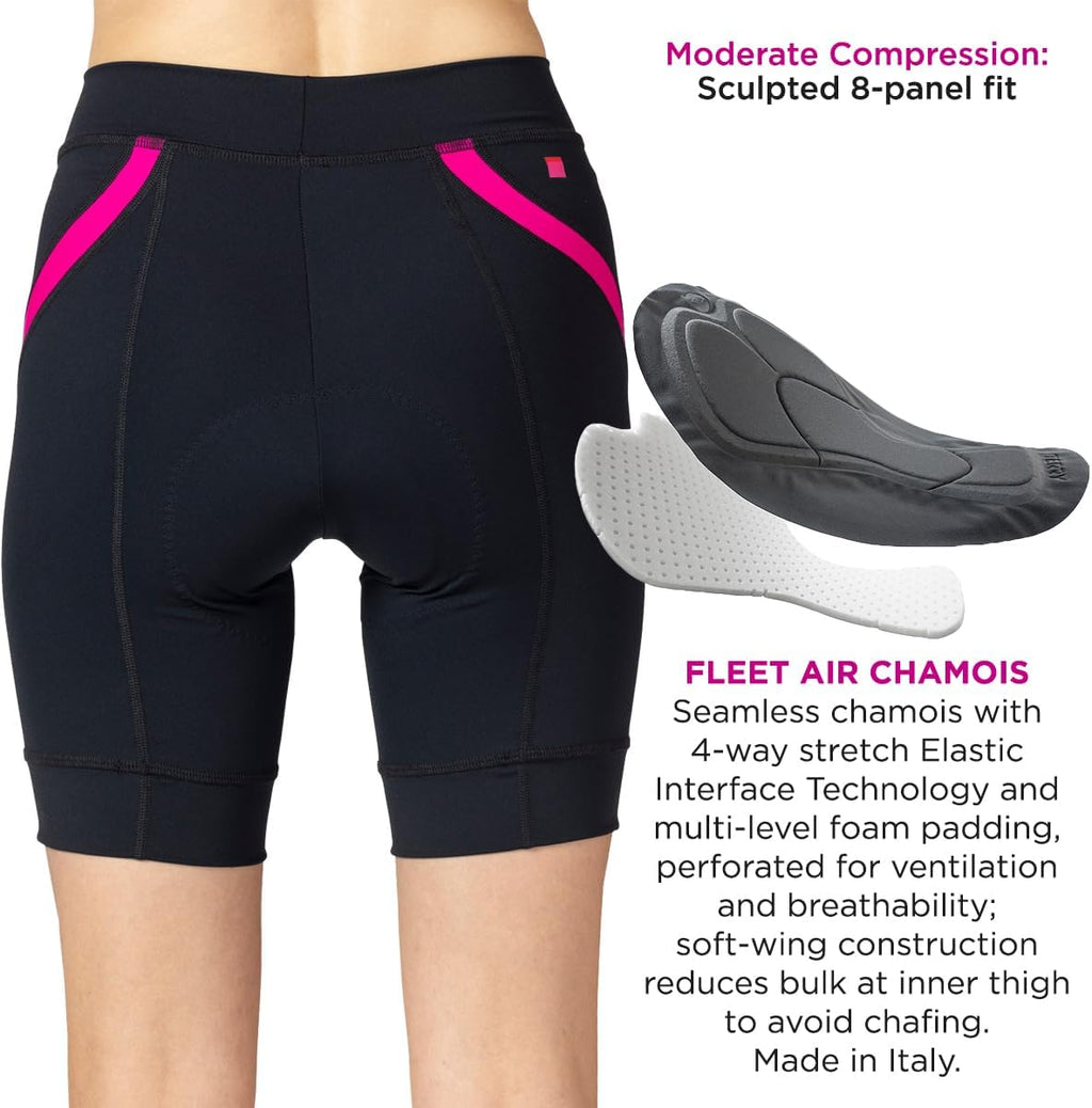 Terry Bike Shorts Women Padded Breakaway LTD Hi-Vis Cycling Shorts for Women with Padding, Chamois Bicycle Short