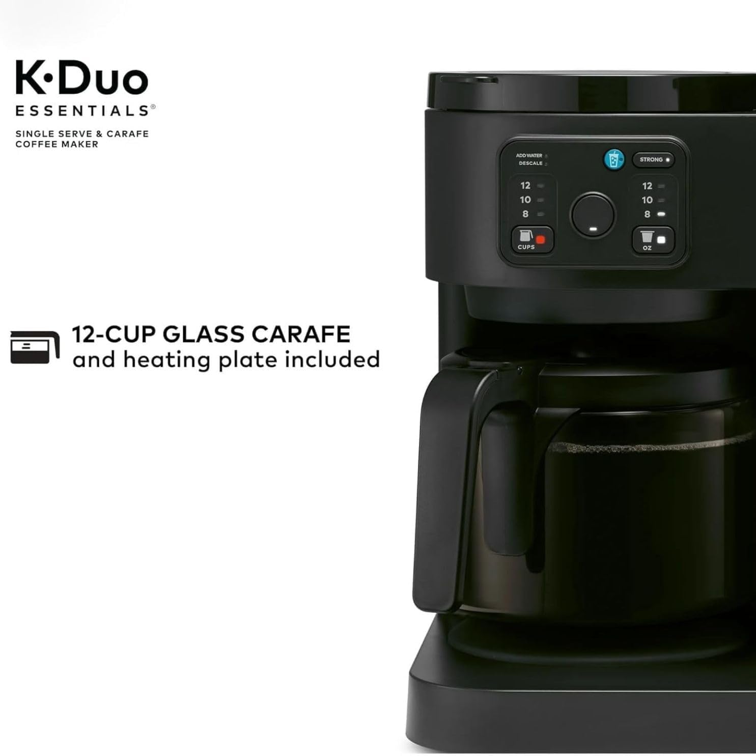 K-Duo Essentials Coffee Maker for Hot and Iced Drinks, Single Serve KCup Pod Brewer and 12 Cup Carafe Drip Coffee Pot, 72 oz Water Reservoir,Pause & Pour Feature, Perfect for Home & Office Use