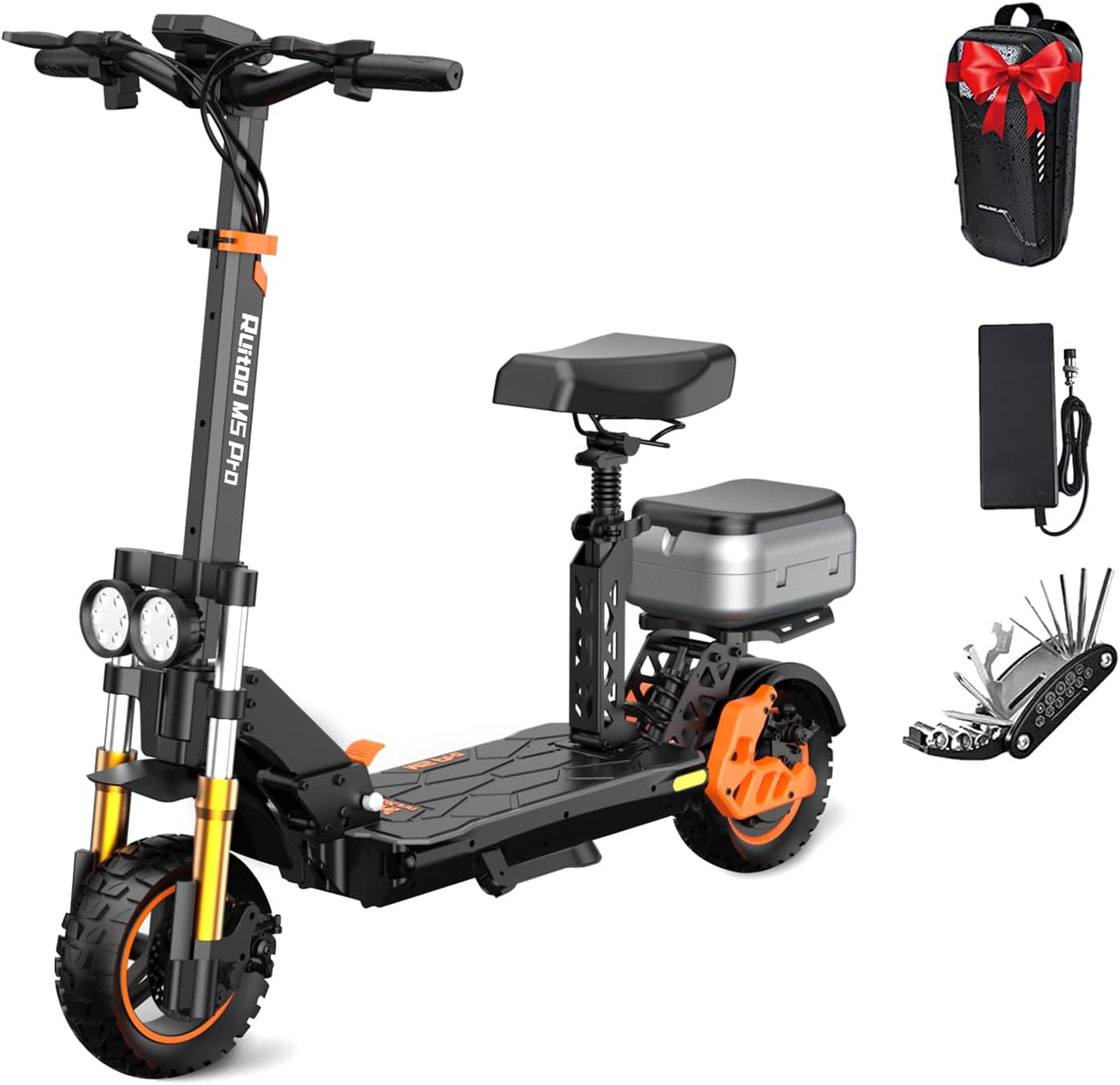 Electric Scooter Adults 1600/2000W Motor 50 Miles Long Range & 30/35 MPH Top Speed 10' Off Road Tire Folding E-Scooter 48V 20.8AH Battery Kick Scooter with Detachable Seat for Commuter Outdoor