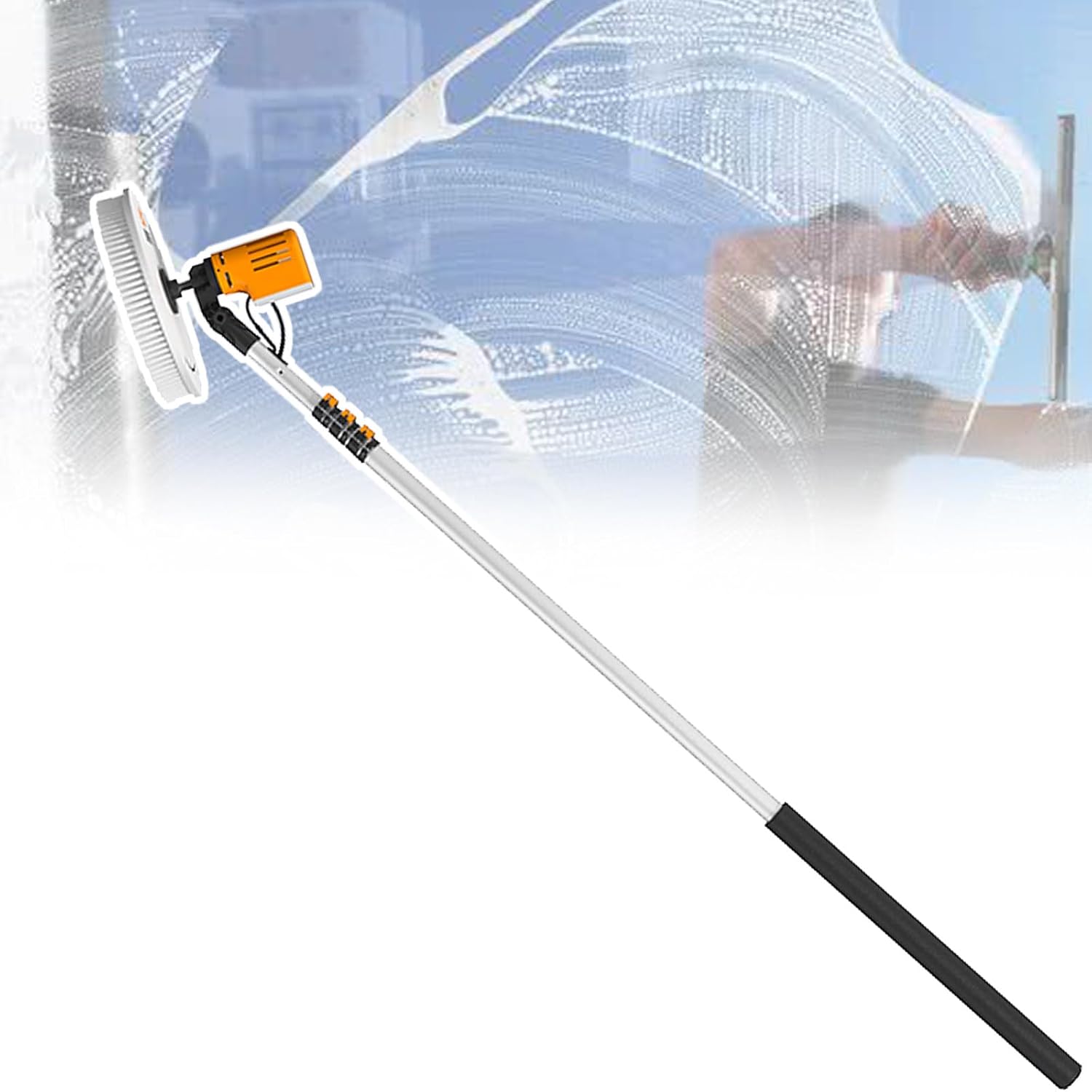 Single Head Rotating Cleaning Brush, Electric Solar Panel Window Glass Cleaner, Automatic Water Supply Cleaning Tool, for High-Altitude Exterior Walls(use-5.5m)