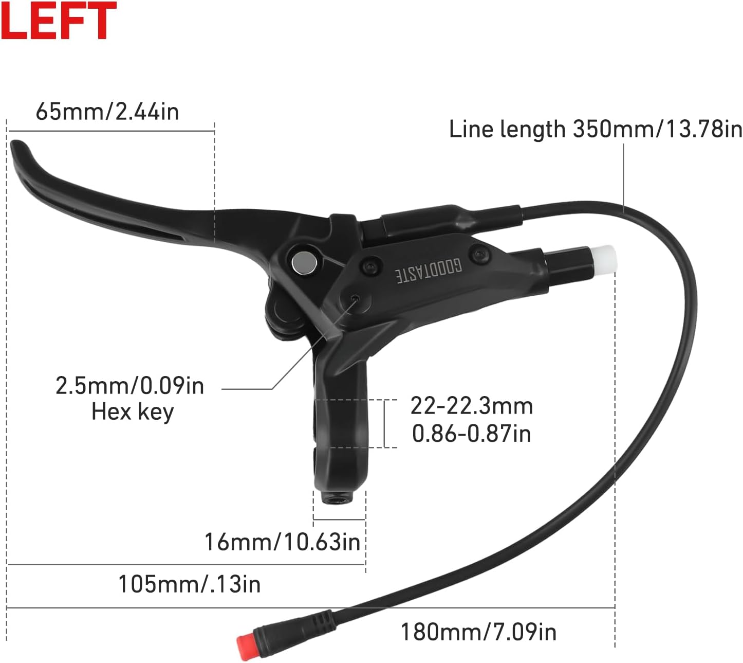 Left & Right Electronic Brake Lever Set for Most Electric Bicycle, GT03 Oil Power-Off Function Ebike Handle, Brake Grips for Electric Bike, Ebike Accessories Cut Off Power (5pcs Left)