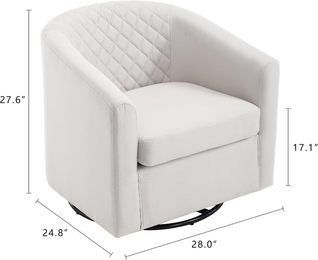 Modern Swivel Rocker Accent Chair Armchair Round Swivel Barrel Chair, 360° Rotating and Glide Back and Forth, Linen Beige