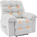 Recliner Rocking Chair with Massage & Heat, Wide Overstuffed Fabric Recliner with Breathable Upholstery, Ergonomic Design, 2 Side Pockets & Remote Control for Living Room or Bedroom (Beige)