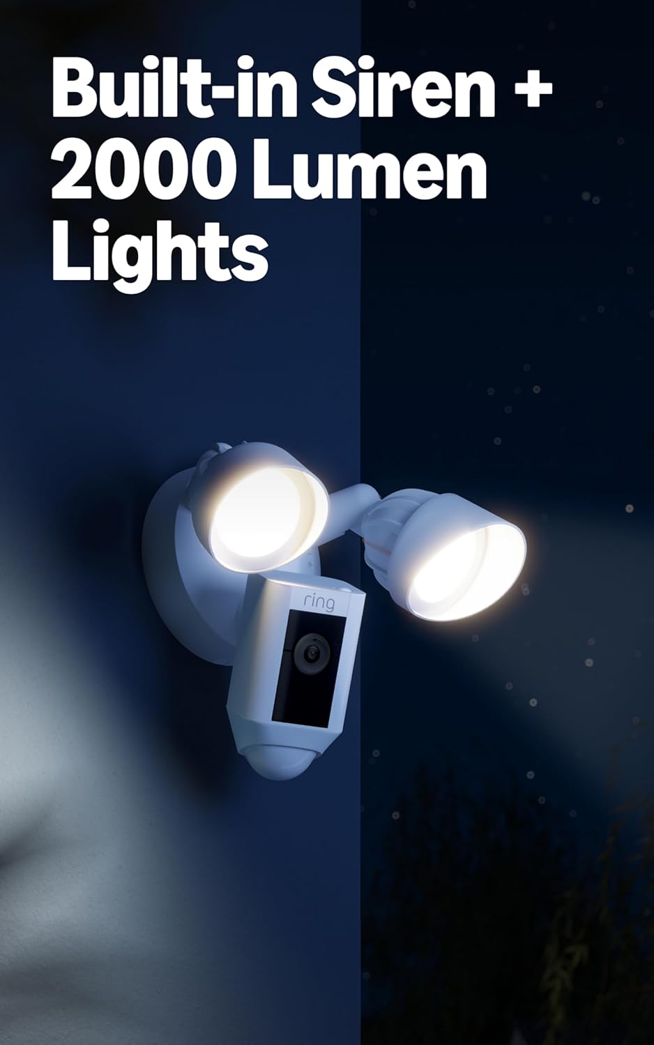 Ring Floodlight Cam Plus with Plug-In Mount - Plug-in power Outdoor Camera, 1080p Video, Live View with Color Night Vision, Two-Way Talk, Siren, Motion detection and alerts, Works with Alexa | White