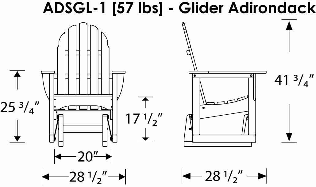 POLYWOOD ADSGL-1BL Classic Adirondack Glider Chair, Black