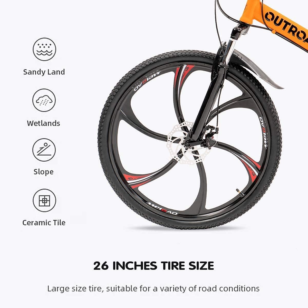 26 ich Folding Mountain Bike, 21 Speed High Carbon Steel Mountain Bike for Adults with 26 Inches Durable Tires, Front Suspension Folding Bicycle for Women and Man | 26 ich, High Carbon Steel, Durable Tires, Front Suspension, Folding Bicycle