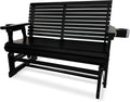 Fortune Candy Patio Glider with Cup Holders, High Roll Back and Deep Contoured Seat, Heavy Duty 800 Lb (Black, 2-Seater)