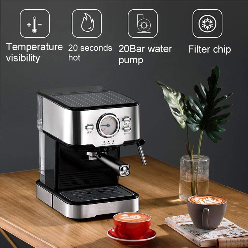 Coffee machine Coffee Machine, Household Coffee Maker Home Espresso Coffee Machine Semi-Automatic Cafe Maker Steam Milk Foam 1.5L Espresso /20Bar