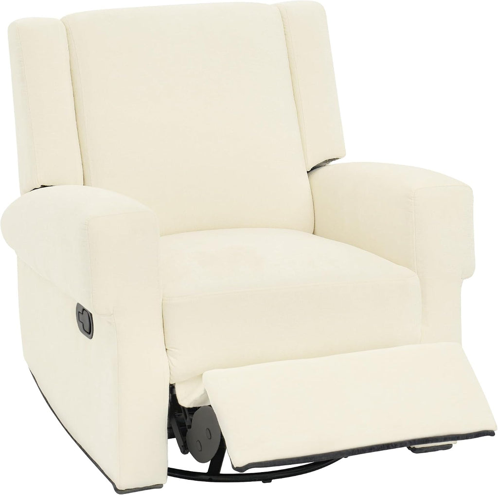 Christopher Knight Home Hayezi 360° Swivel Rocker Recliner Sofa with Dual Reclining Positions, Living Room Lounge Chair, Chenille Fabric Recliner for Living Room, Bedroom & Nursery, White