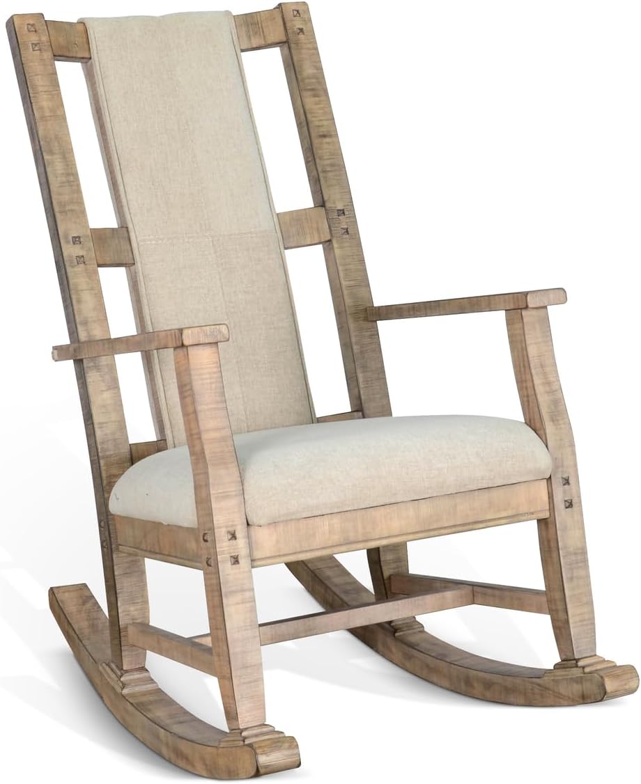 Sunny Designs Marina Mahogany Rocking Chair with Cushion Seat & Back in Beige