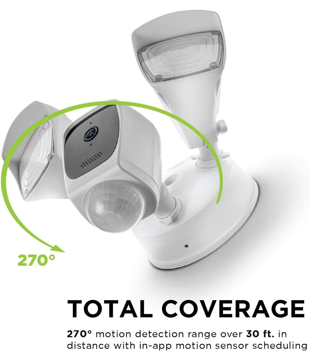 Home Zone Security Floodlight Camera – Smart 2.4 GHz Wireless 1080P Outdoor Security Flood Light Camera, No Subscription Required