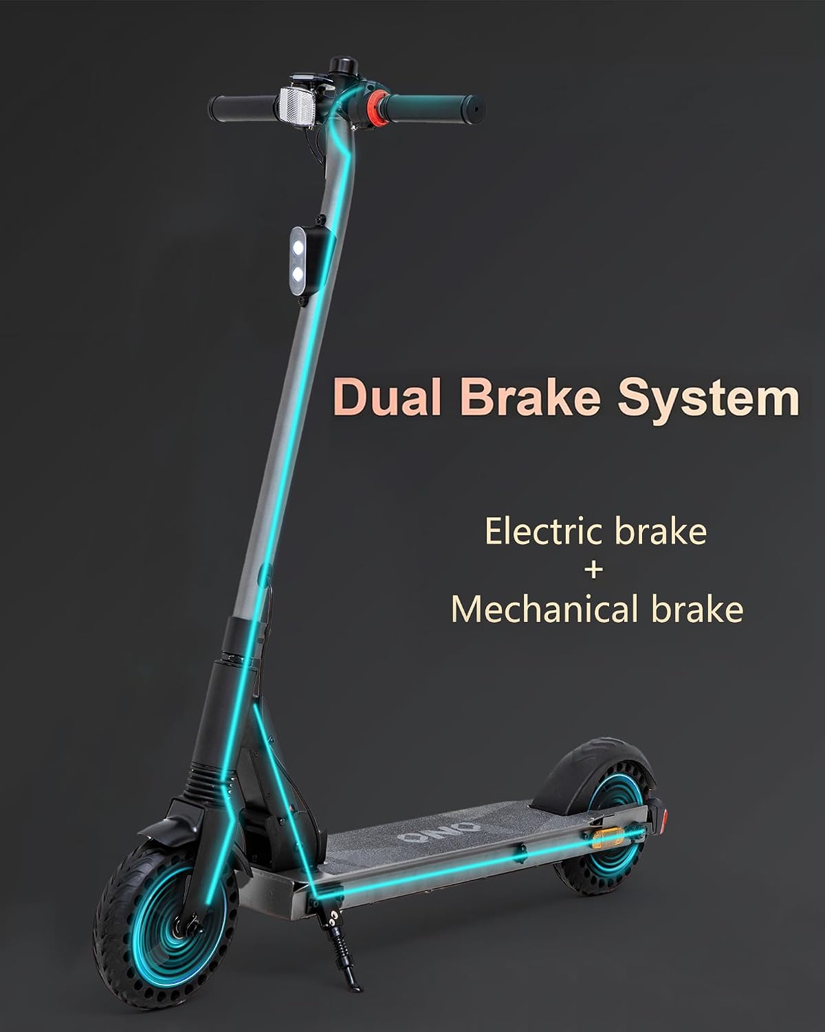 QnQ Electric Scooter 500W Peak Motor, 12 Miles Range & 15 MPH, 8' Flat-Free Tires, UL Certified, Foldable Electric Scooter for Adults, Teens and Big Kids