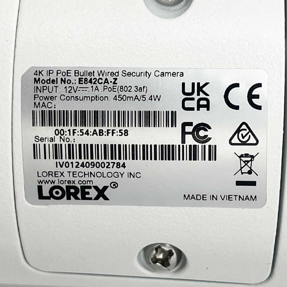Lorex 4K 8MP IP Bullet PoE White Wired Security Camera | Add-On Camera | Color Night Vision | Smart Motion Detection (Person/Vehicle) | Listen-in Audio | IP67 Weatherproof | Metal Housing