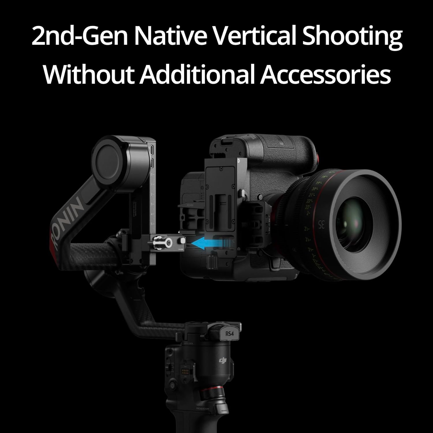 DJI RS 4 Pro, 3-Axis Gimbal stabilizer for Camera for DSLR & Cinema Camera Stabilizer Canon/Sony/Panasonic/Nikon/Fujifilm, 2nd-Gen Native Vertical Shooting, 4.5kg (10lbs) Payload, Camera Gimbal