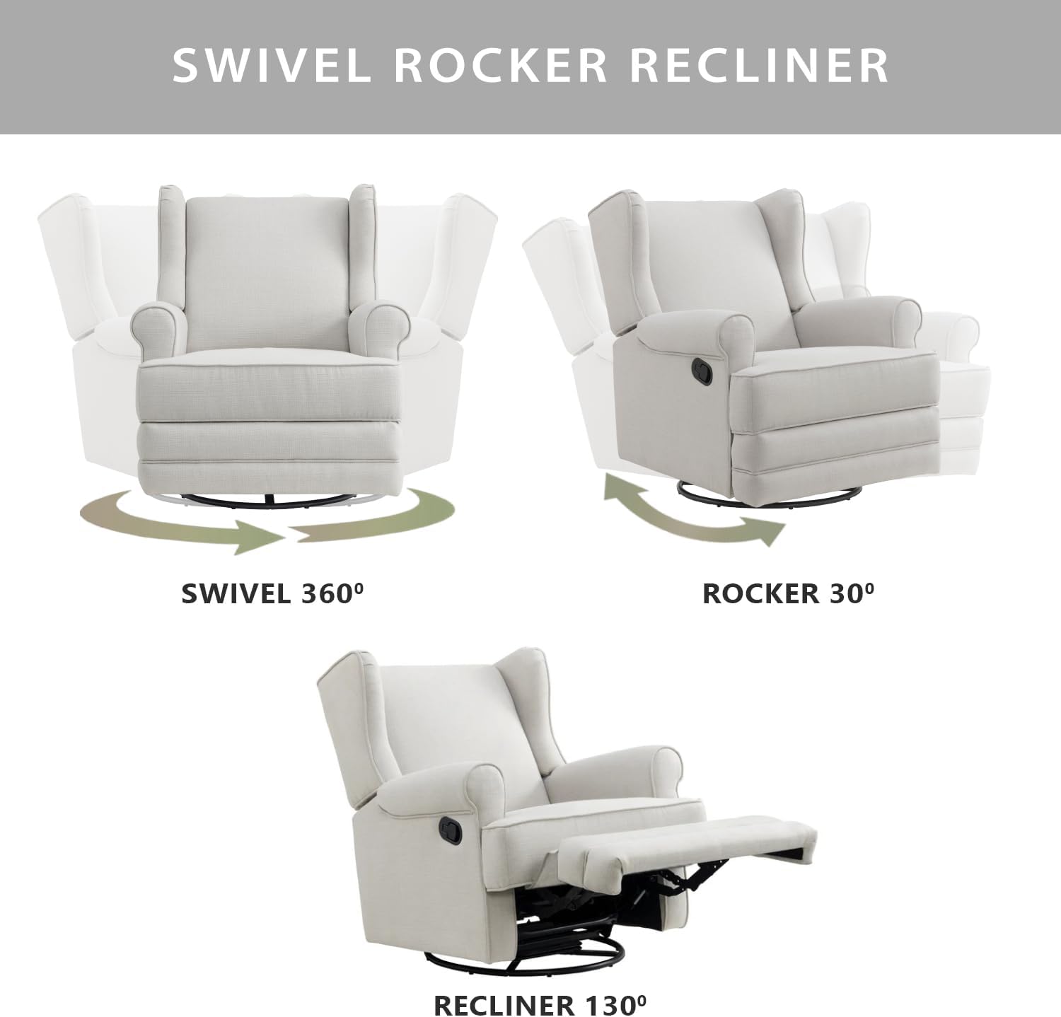 Oxford Baby Teegan Upholstered Swivel Glider & Recliner Nursery Chair, Sand