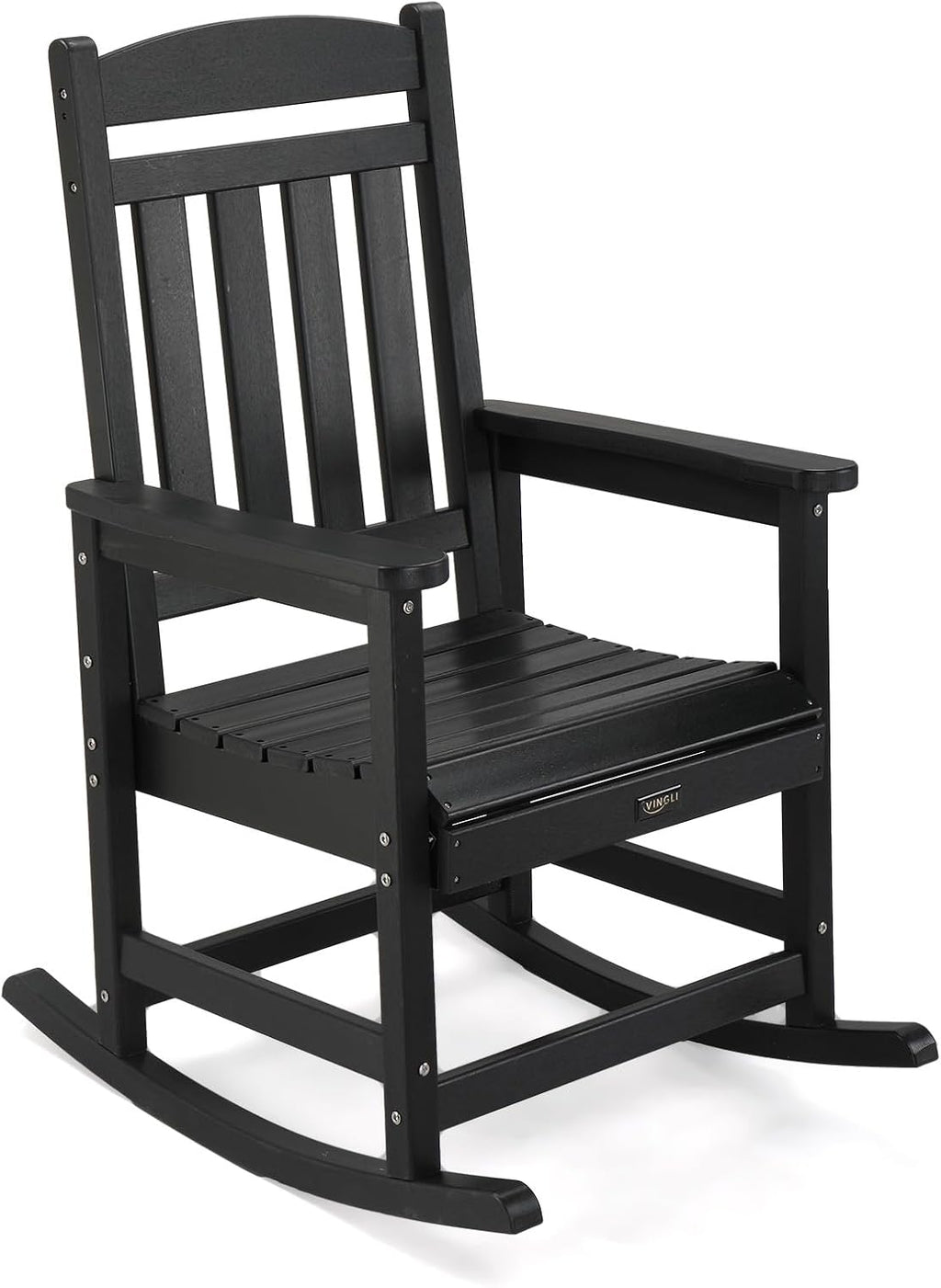 VINGLI 450 lbs Capacity HDPE Outdoor Rocking Chair - Durable, Weather-Resistant Patio Rocker for Garden, Lawn, and Deck, Black