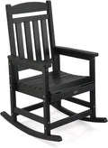 VINGLI 450 lbs Capacity HDPE Outdoor Rocking Chair - Durable, Weather-Resistant Patio Rocker for Garden, Lawn, and Deck, Black