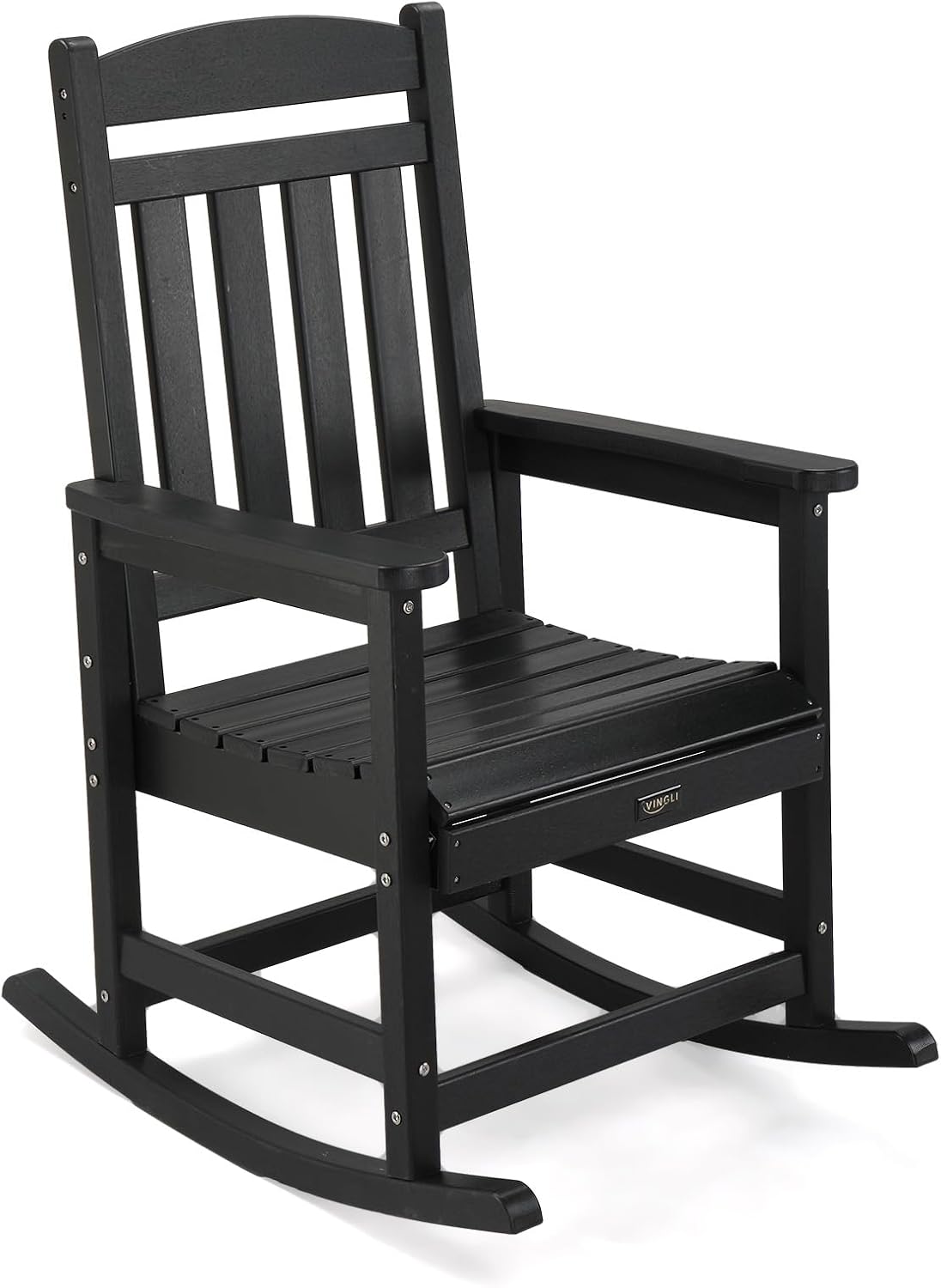 VINGLI 450 lbs Capacity HDPE Outdoor Rocking Chair - Durable, Weather-Resistant Patio Rocker for Garden, Lawn, and Deck, Black