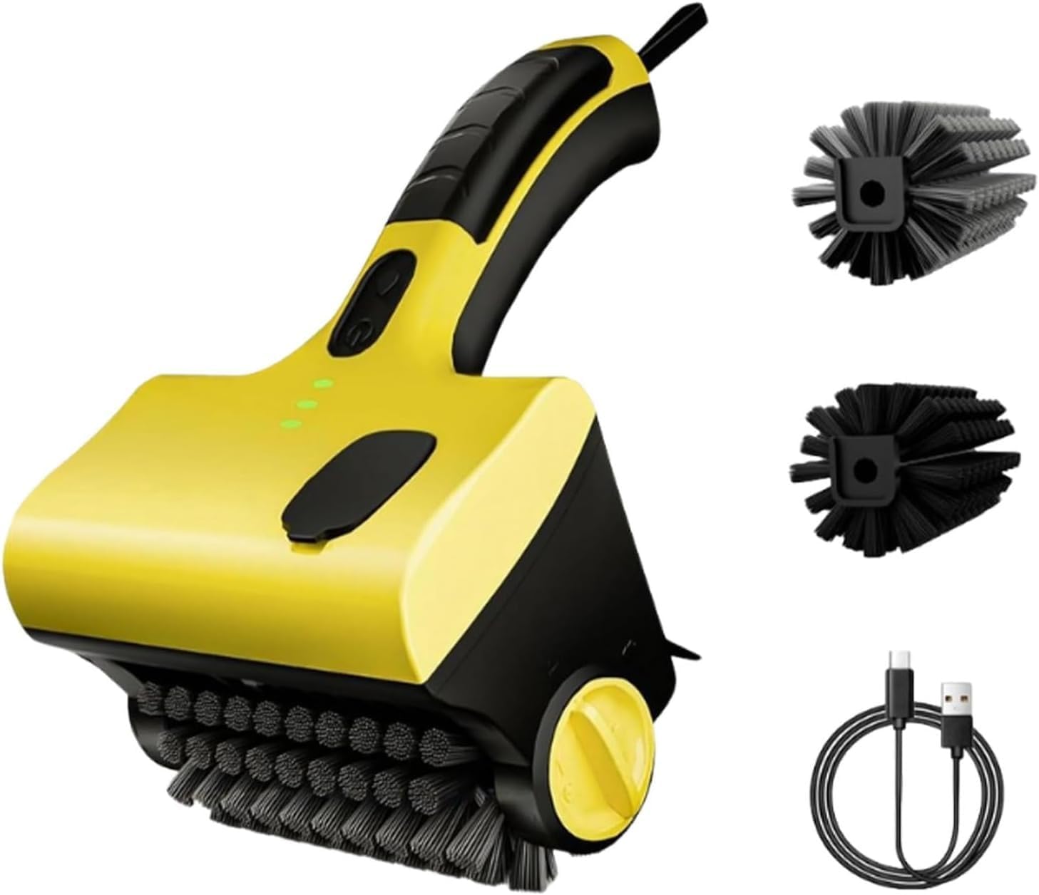 Electric Grill Clean Brush with Liquid Box, Rotating Cleaning with 2 Removable Heads, BBQ Brushes for Kitchen, 350 RPM, High Speed