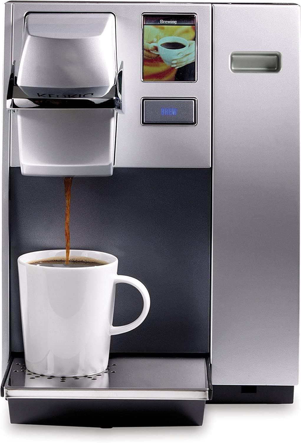 Office Pro Commercial Coffee Maker, Single Serve K-Cup Pod Coffee Brewer, Silver, Extra Large 90 Oz. Water Reservoir