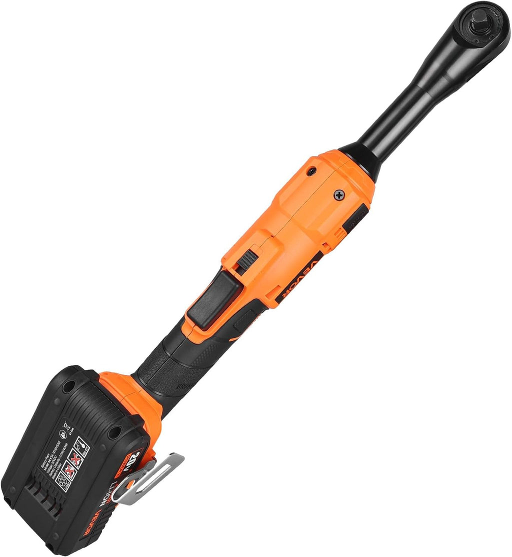 VEVOR Cordless Ratchet Wrench, 3/8 inch Drive, 230 RPM, up to 66 ft-lbs of Torque, Battery Powered Electric Ratchet Wrench Set with Two 2.0Ah Batteries, Charger, Sockets, Adaptors and Cloth Bag