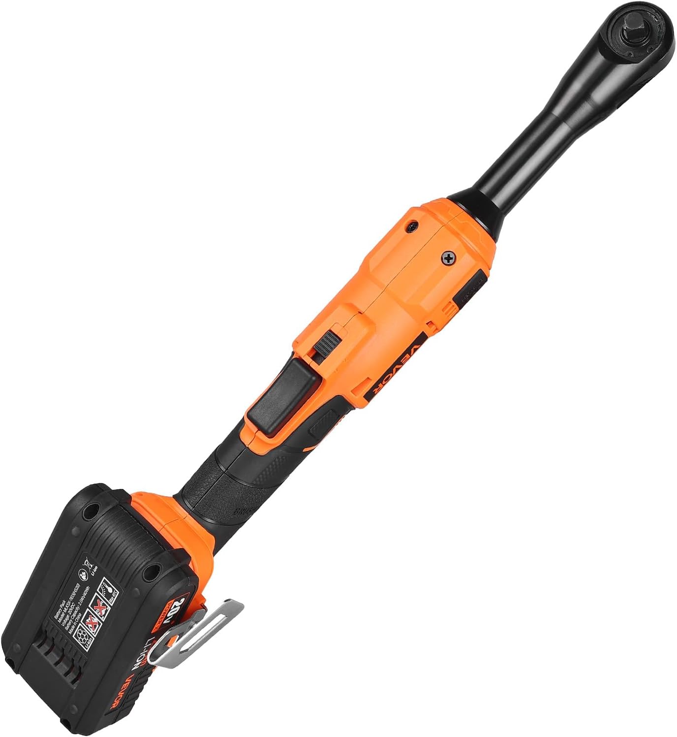 VEVOR Cordless Ratchet Wrench, 3/8 inch Drive, 230 RPM, up to 66 ft-lbs of Torque, Battery Powered Electric Ratchet Wrench Set with Two 2.0Ah Batteries, Charger, Sockets, Adaptors and Cloth Bag