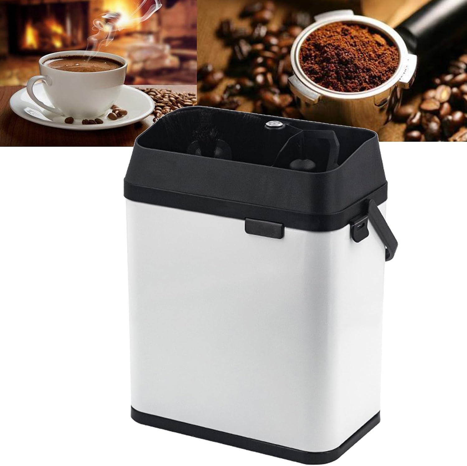 Electric Coffee Portafilter Cleaning Machine,150W Automatic Portafilter Cleaner with 2 Scrapers and 1 Brush Head,Commercial 58mm Coffee (White)