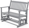 Giantex Outdoor Glider, Patio Glider Bench with Safe Gliding, Slatted Seat & Backrest, 2-Person Loveseat, Glider Rocking Chair, Outside Swing Chair for Garden Yard Lawn Porch Patio Rocker, Blue