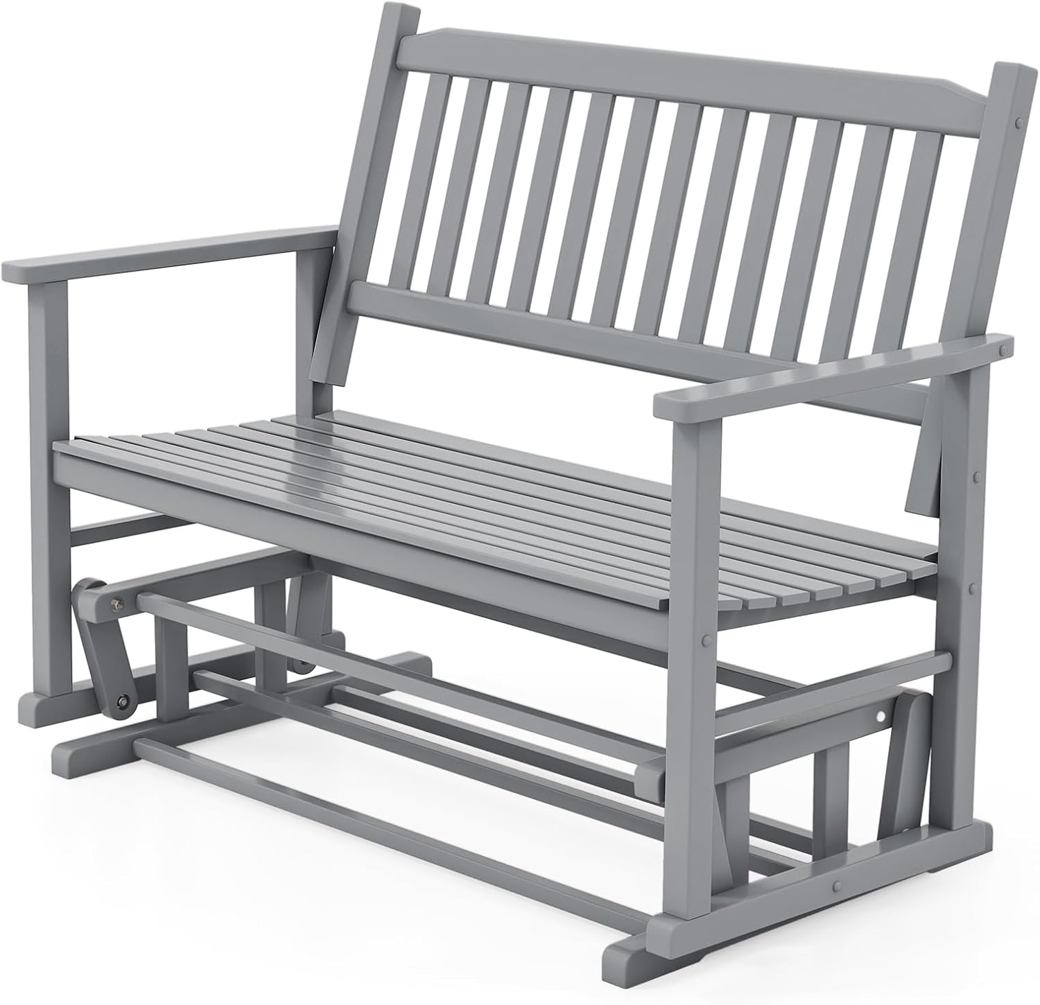 Giantex Outdoor Glider, Patio Glider Bench with Safe Gliding, Slatted Seat & Backrest, 2-Person Loveseat, Glider Rocking Chair, Outside Swing Chair for Garden Yard Lawn Porch Patio Rocker, Blue