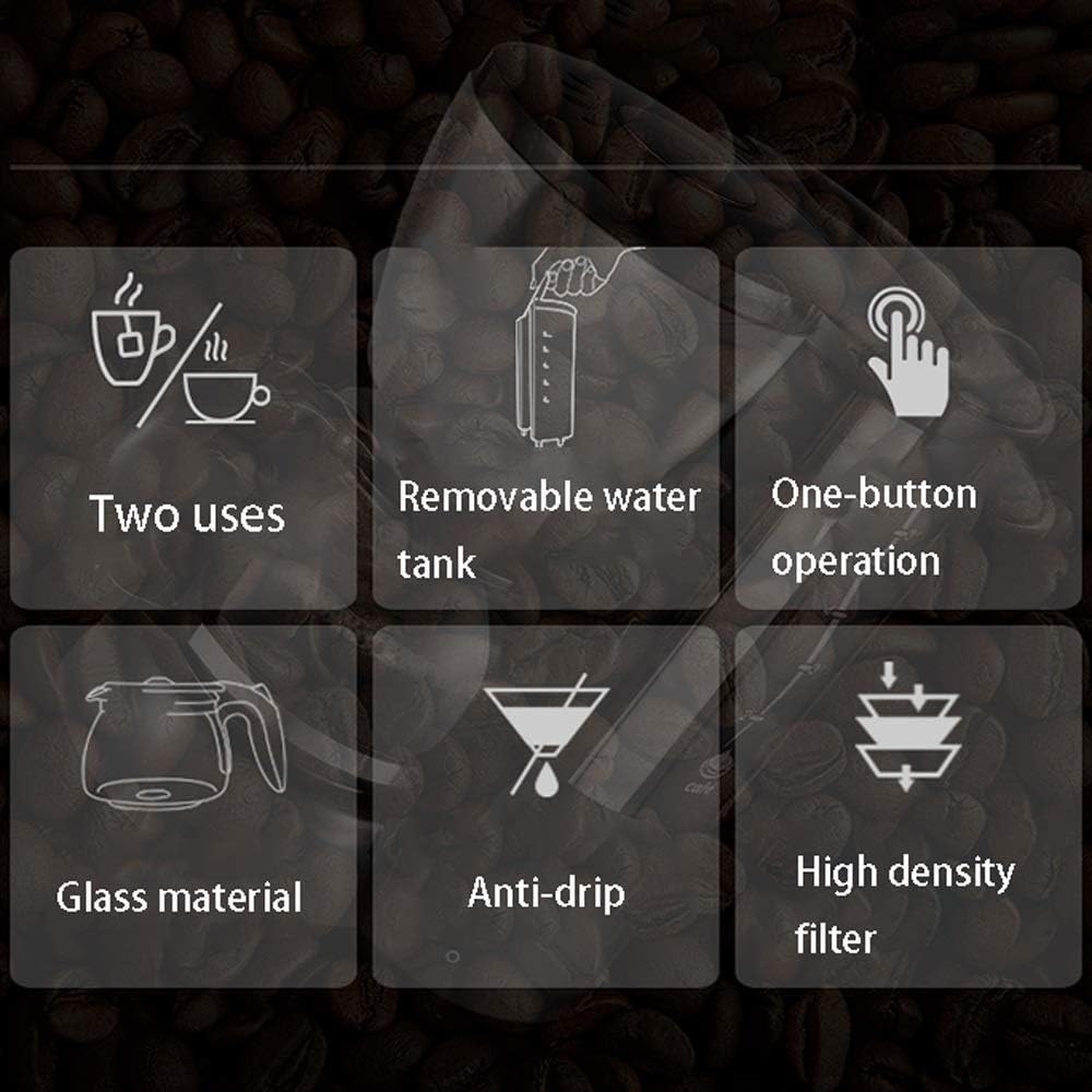 Coffee machine Coffee Machine, Fully Automatic American Electric Coffee Machine,Stainless Steel Drip With 650Ml Glass Water Tank,Automatic Insulation And Anti-Drip Function,600W