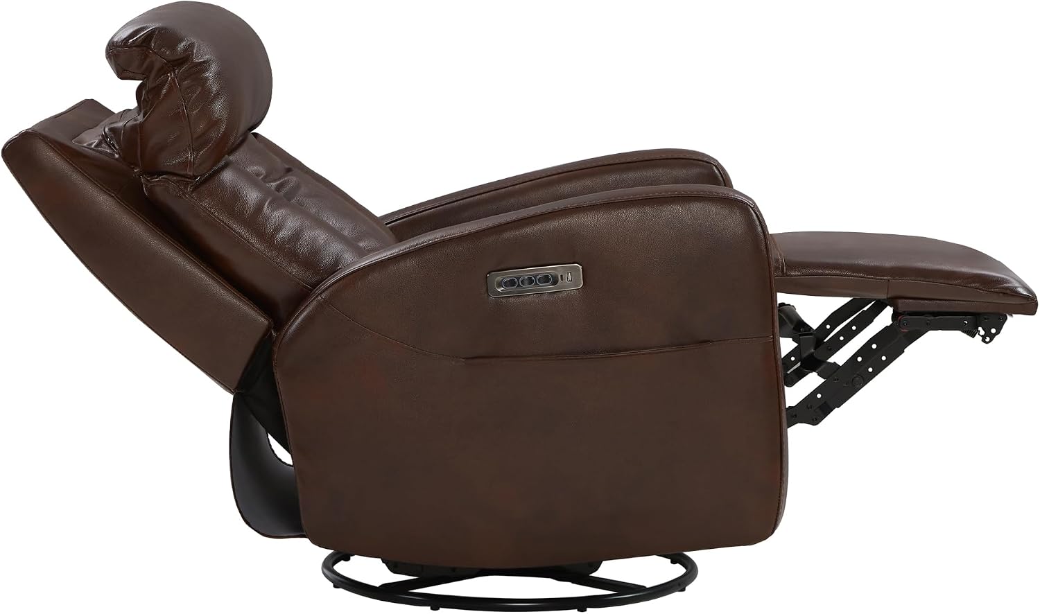CHITA Leather Power Swivel Recliner Chair for Adults, Triple Motor Electric Rocker Recliner for Living Room with Adjustable Headrest and Lumbar Support, USB & Type-C Charging Ports, Cognac Brown