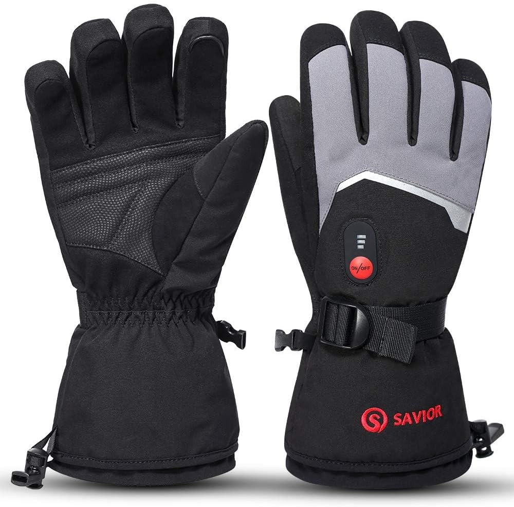 SAVIOR HEAT Rechargeable Heated Gloves with 3 Heating Levels - Electric Ski Gloves, Touchscreen, Waterproof for Men Women