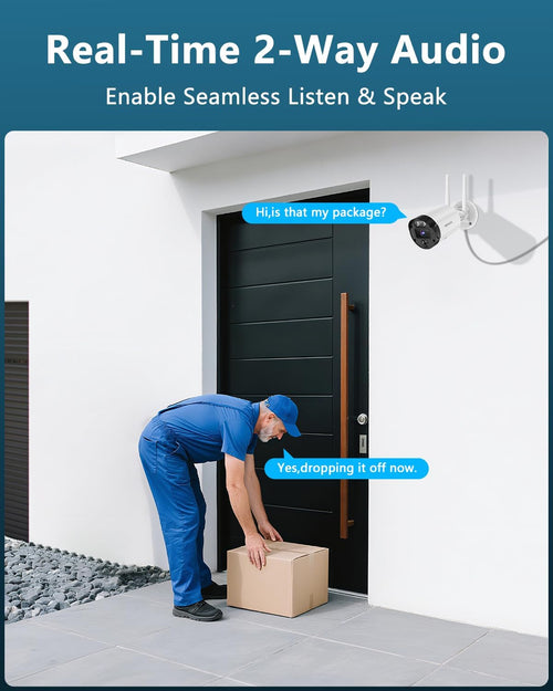 (2026 New) 4K Wireless Security Camera System Outdoor, Long Range +76% WiFi, Dual Antennas Cameras & 4-Antenna NVR, PIR Human Detection, 130° Wide Angle, 2-Way Audio, No Monthly Fee