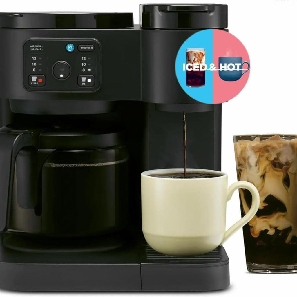 K-Duo Essentials Coffee Maker for Hot and Iced Drinks, Single Serve KCup Pod Brewer and 12 Cup Carafe Drip Coffee Pot, 72 oz Water Reservoir,Pause & Pour Feature, Perfect for Home & Office Use