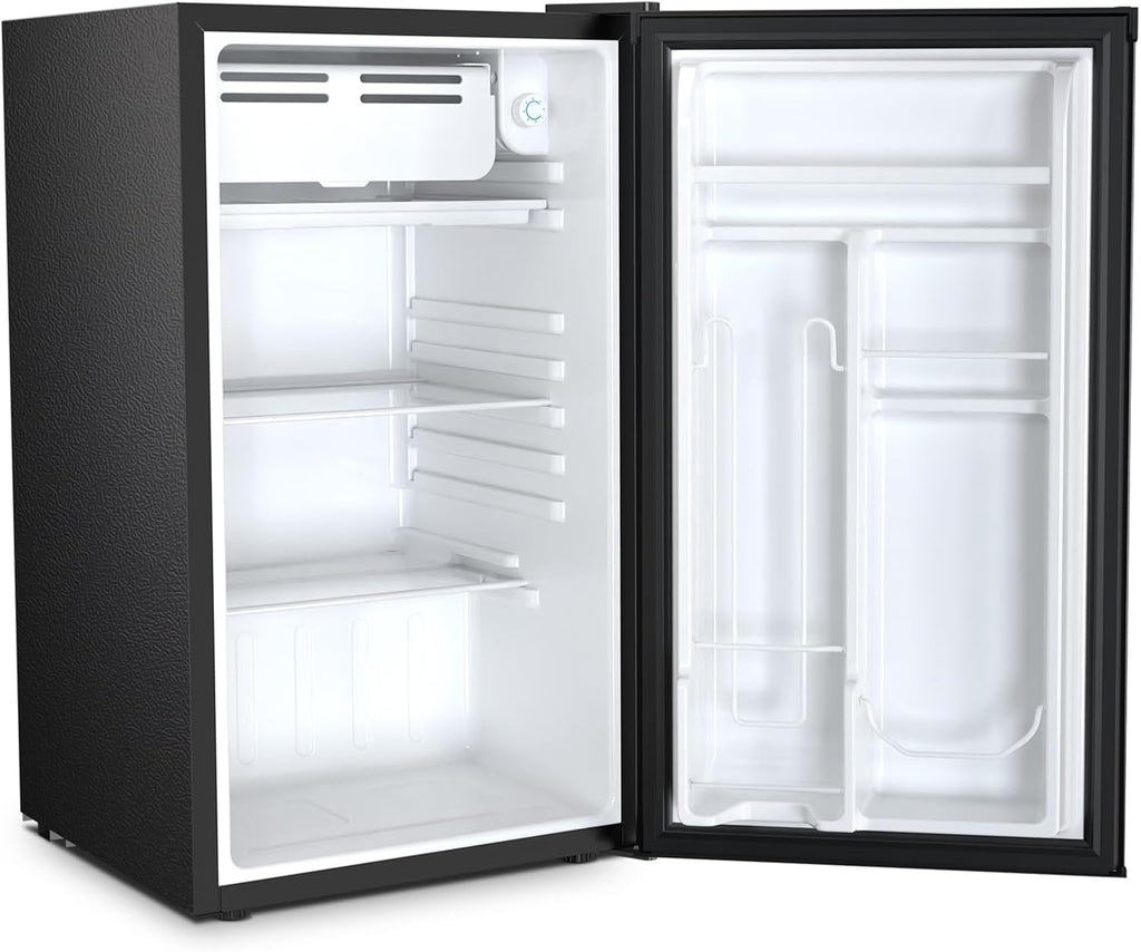 Antarctic Star 3.2 Cu.Ft. Mini Fridge with Freezer, Small Refrigerators with Adjustable Thermostat, Low Noise, Energy Saving, Compact Refrigerators for College Dorm, Office, Apartment, Stainless Steel