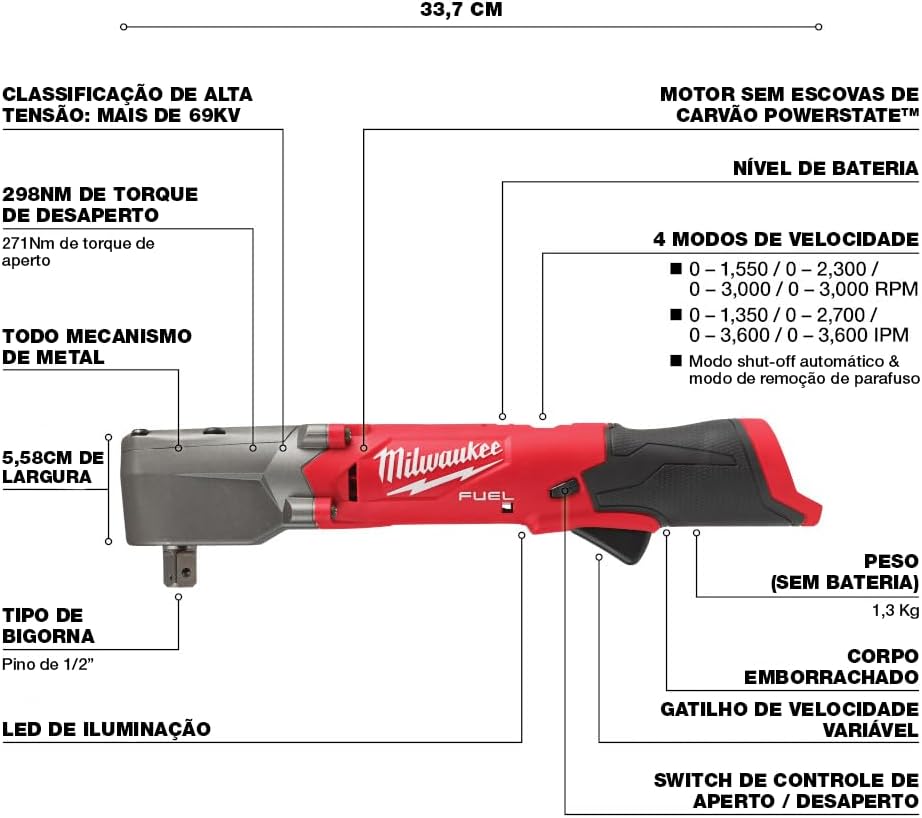 Milwaukee Electric - M12 Fuel 1/2 Right Angle IMP Wrench KIT
