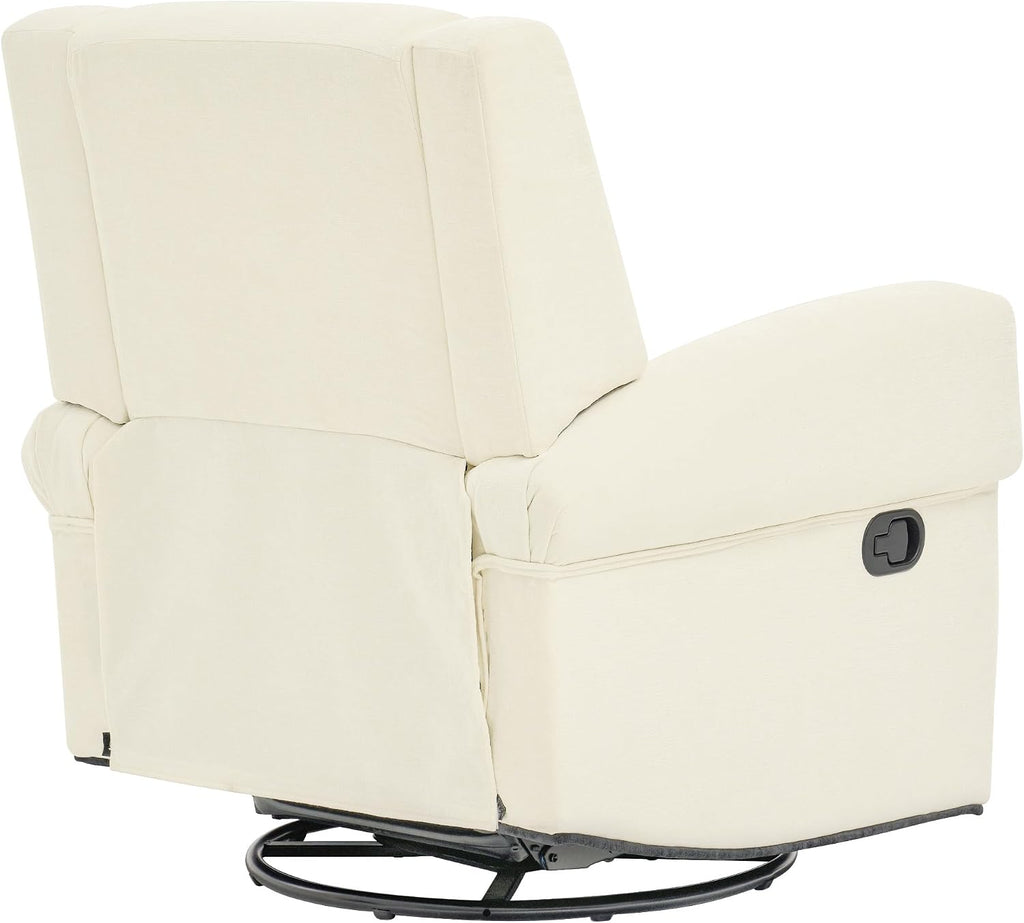 Christopher Knight Home Hayezi 360° Swivel Rocker Recliner Sofa with Dual Reclining Positions, Living Room Lounge Chair, Chenille Fabric Recliner for Living Room, Bedroom & Nursery, White