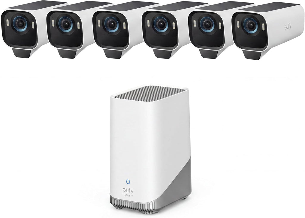 eufy Security eufyCam S3 Pro 6-Cam Kit, Solar Camera Outdoor Wireless, MaxColor Night Vision, 4K Security Camera with Solar Panel, Face Recognition AI, Expandable Local Storage, No Monthly Fee