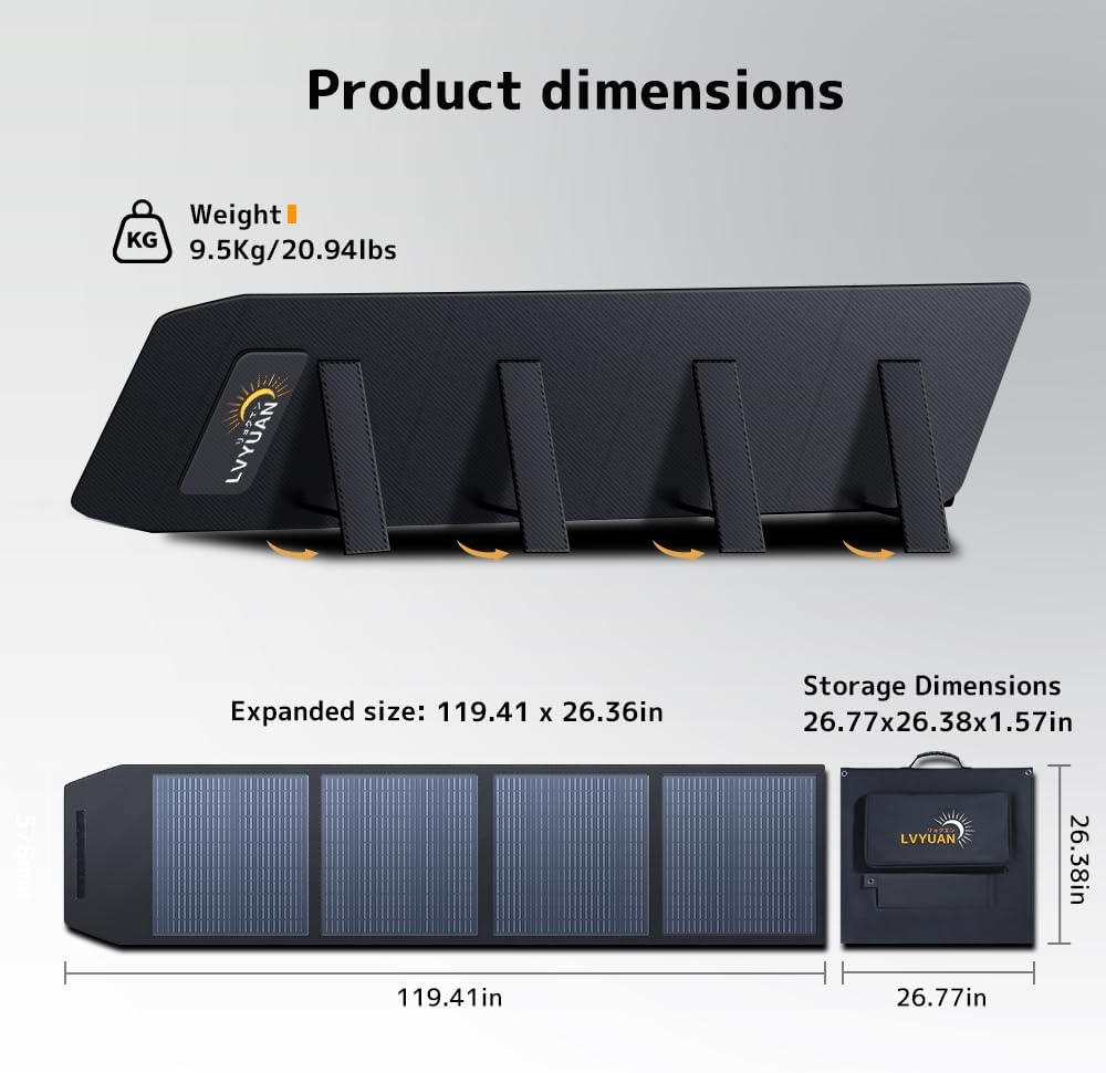LVYUAN 300W Portable Solar Panel Foldable Solar Panel, Solar Cells 22.6% High Efficiency for Outdoor Adventures Power Station and Camping