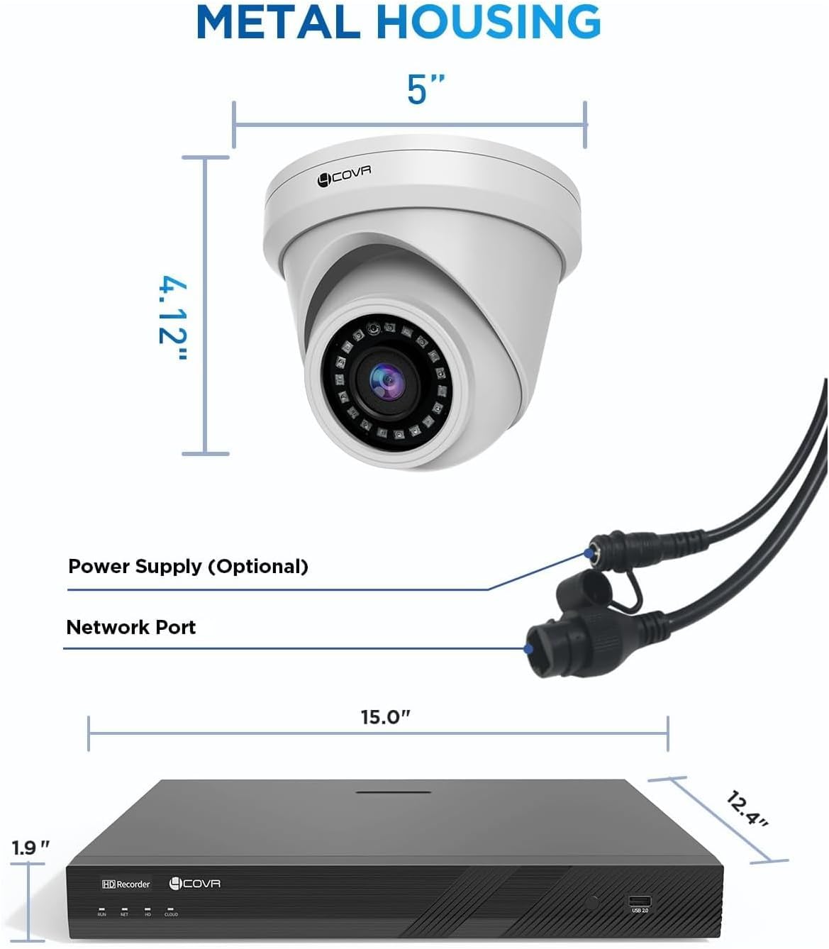 4COVR 16 Channel Security Camera System,AI Human Vehicle Detection, 16CH 8MP NVR 4TB HDD, 12Pcs 5MP Wired Commercial Dome IP PoE Camera IP67 Night Vision, Business Surveillance Outdoor, LY97AX5M1612