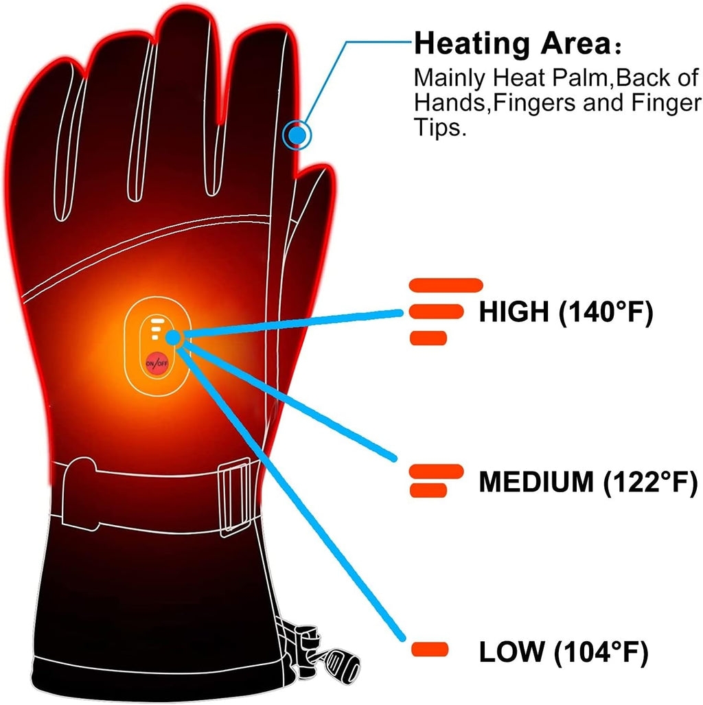 Winter Electric Heated Gloves Windproof Cycling Warm Heating Touch Screen Skiing Gloves Powered Heated Gloves for Men Women