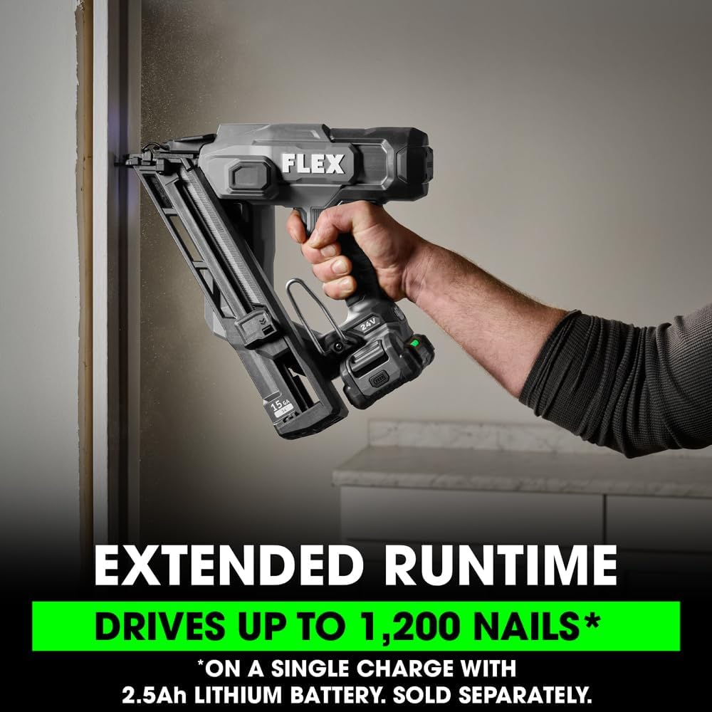 FLEX 24V Brushless Cordless 15 Gauge 1-1/4-inch to 2-1/2-inch Angled Finish Nailer Tool Only - FX4311B-Z