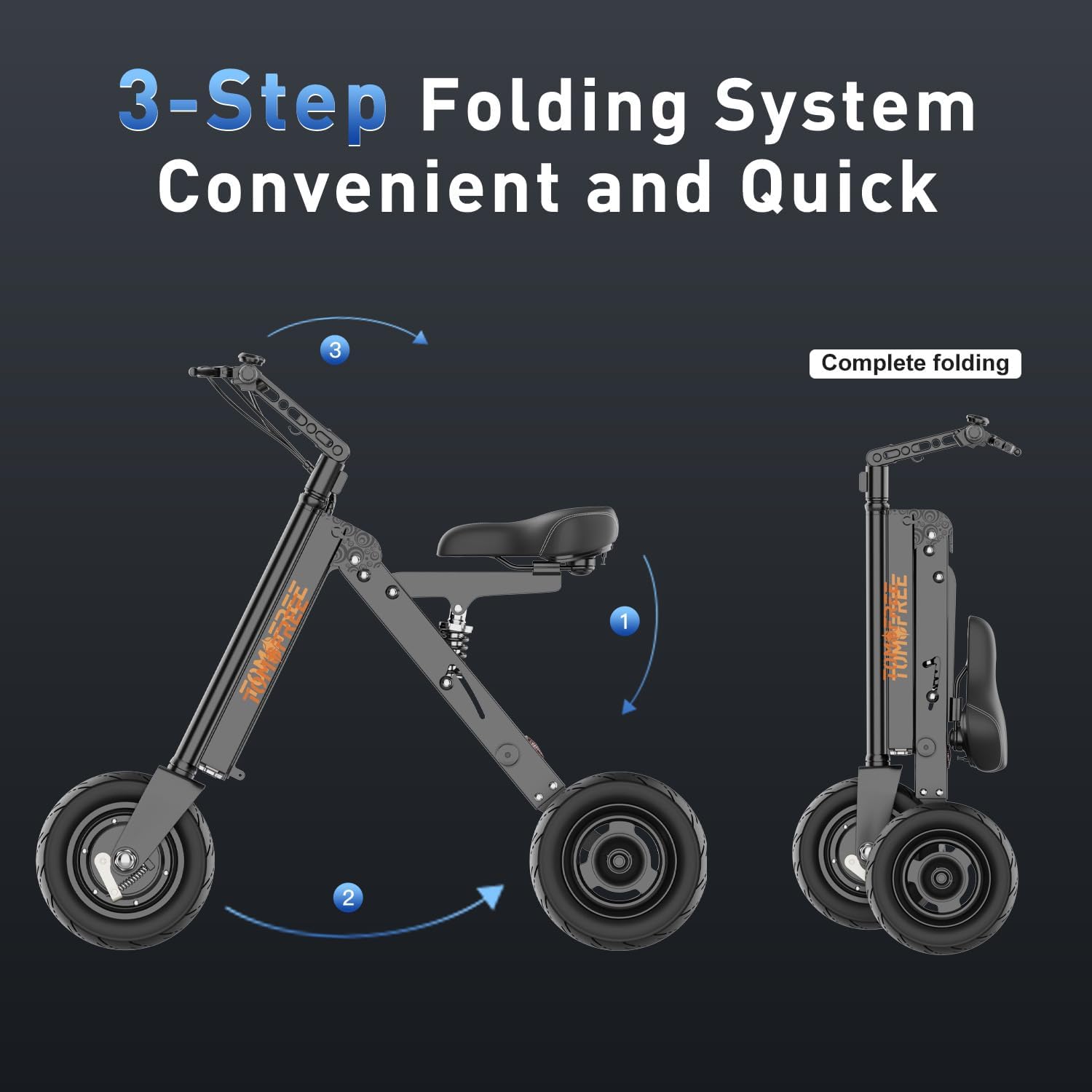 3 Wheel Electric Scooter for Adults – Folding Mobility Scooter with Seat, Up to 15MPH/15 Mile Range, 400W Motor, 10' Tires, Reverse Function, Lightweight & Compact for Seniors and Urban Travel