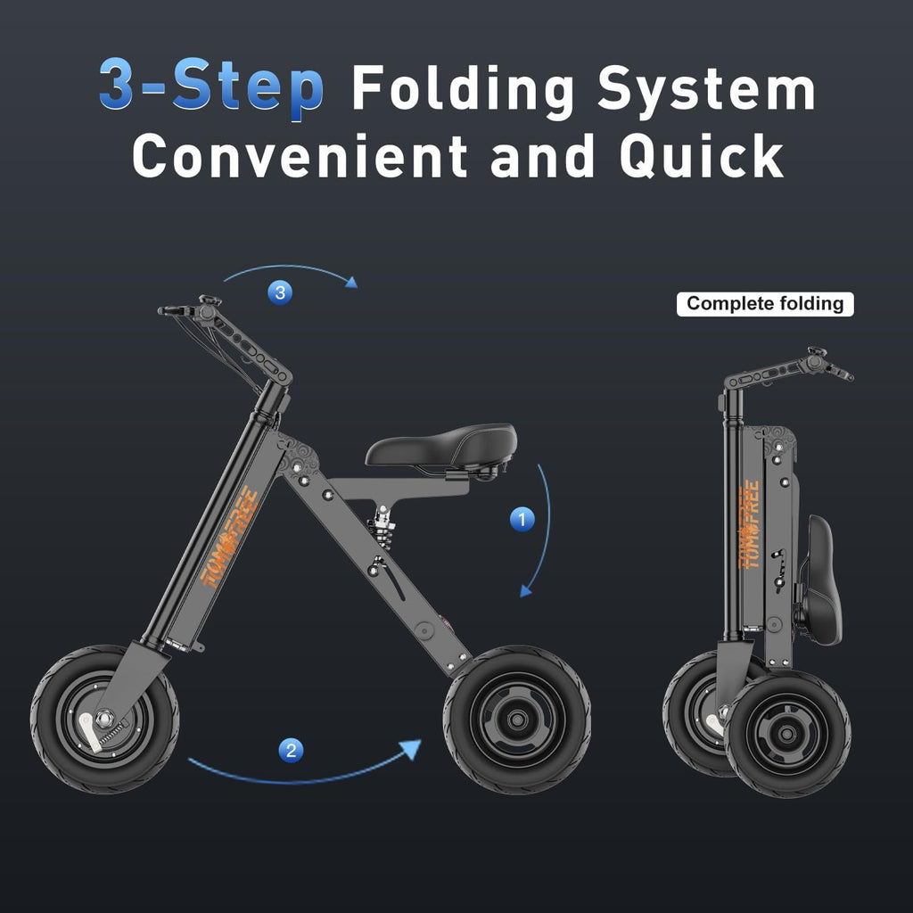 Mobility Scooters for Adults 3 Wheel Electric Scooter Folding Mobility Scooter with Seat 13MPH/15 Mile Range 400W Motor 10' Tires Reverse Function Lightweight & Compact for Seniors and Urban Travel