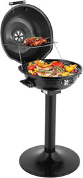 Electric Grill for Indoor Outdoor, Portable Double Layer Design Countertop BBQ Grills with Lid Stand/Tabletop Options for Barbecue Cooking (Black)