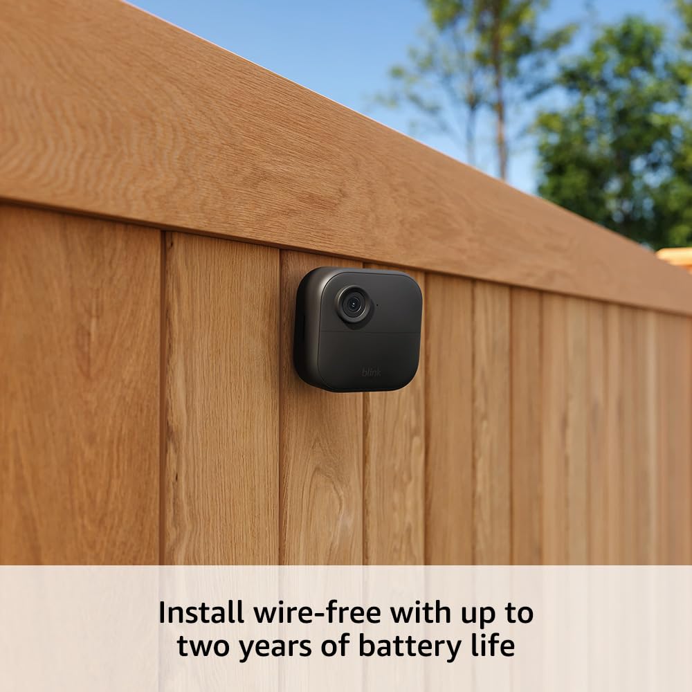 Blink Outdoor 4 (4th Gen) + Blink Mini – Smart security camera, two-way talk, HD live view, motion detection, set up in minutes, Works with Alexa – 5 camera system + Mini (Black)