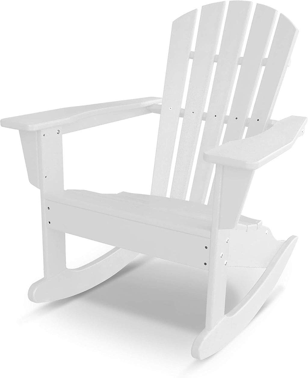 POLYWOOD Palm Coast Adirondack Rocking Chair - White HDPE All-Weather Outdoor Rocker - Classic Porch & Patio Furniture - Comfortable Wide Armrests & High Back Design